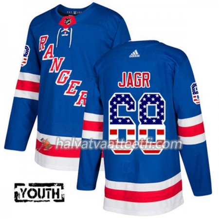 Lasten NHL New York Rangers Pelipaita Jaromir Jagr 68 Adidas 2017-2018 Blue USA Flag Fashion Authentic